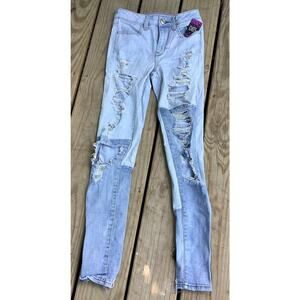 American Eagle Patched Jegging Size 0 Mixed Material Colorblock Denim Skinny
